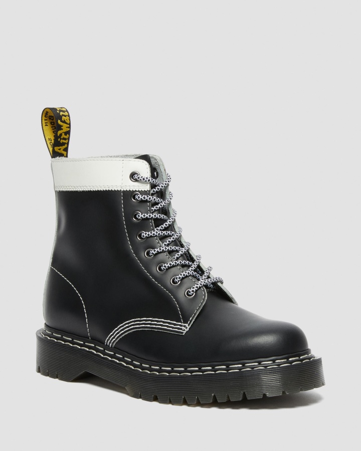 1460 Pascal Bex Cizme Din Piele Contrastanta Cu Siret Negru+alb Felie Neteda+neteda Dr.martens Romania
