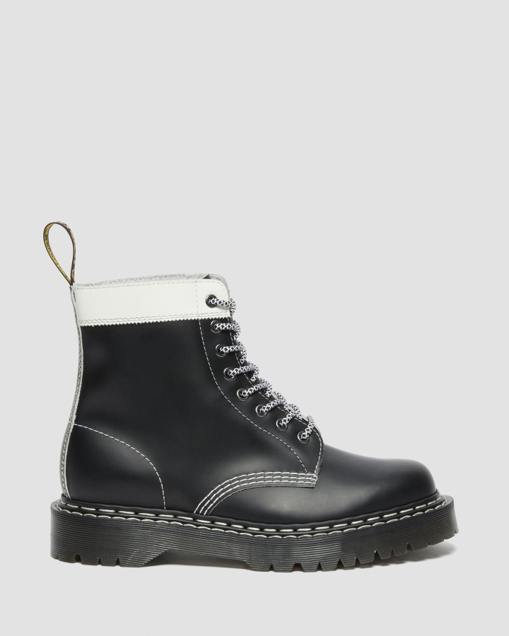 1460 Pascal Bex Cizme Din Piele Contrastanta Cu Siret Negru+alb Felie Neteda+neteda Dr.martens Romania
