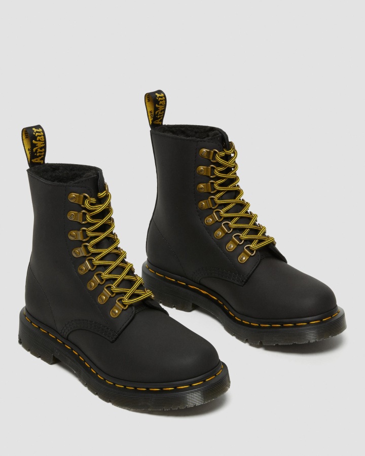 Dr.martens Romania Black Snowplow 1460 Pascal Dm's Wintergrip Cizme Din Piele Cu Siret