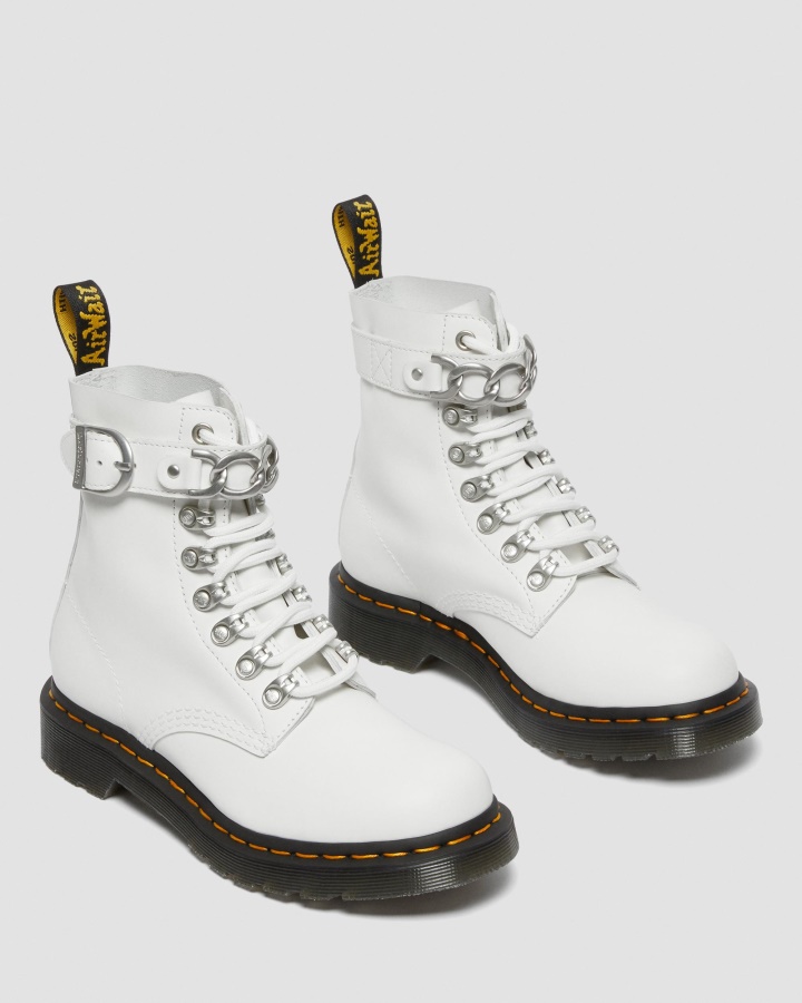 1460 Pascal Cizme De Dama Din Piele Cu Siret Alb Sendal Dr.martens Romania