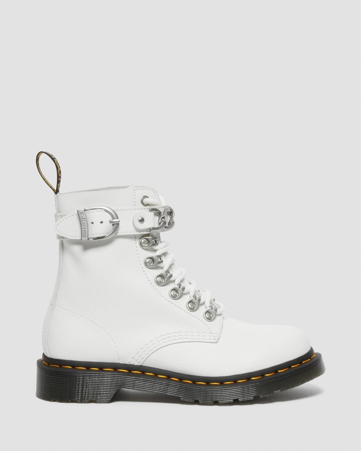 1460 Pascal Cizme De Dama Din Piele Cu Siret Alb Sendal Dr.martens Romania