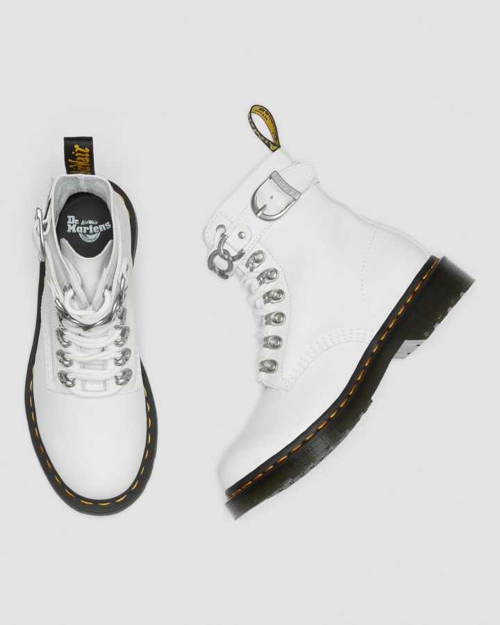 1460 Pascal Cizme De Dama Din Piele Cu Siret Alb Sendal Dr.martens Romania