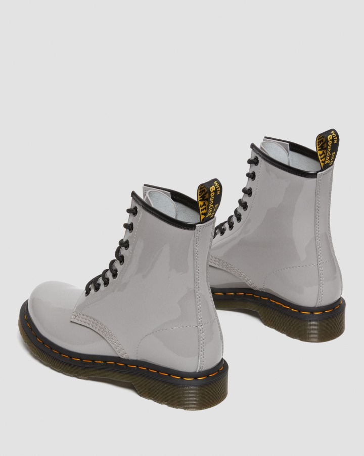 1460 Cizme De Dama Din Piele Lacuita Cu Siret Gri Lamper Dr.martens Romania
