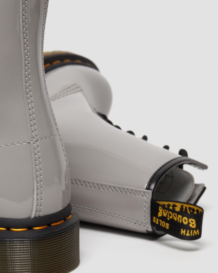 1460 Cizme De Dama Din Piele Lacuita Cu Siret Gri Lamper Dr.martens Romania