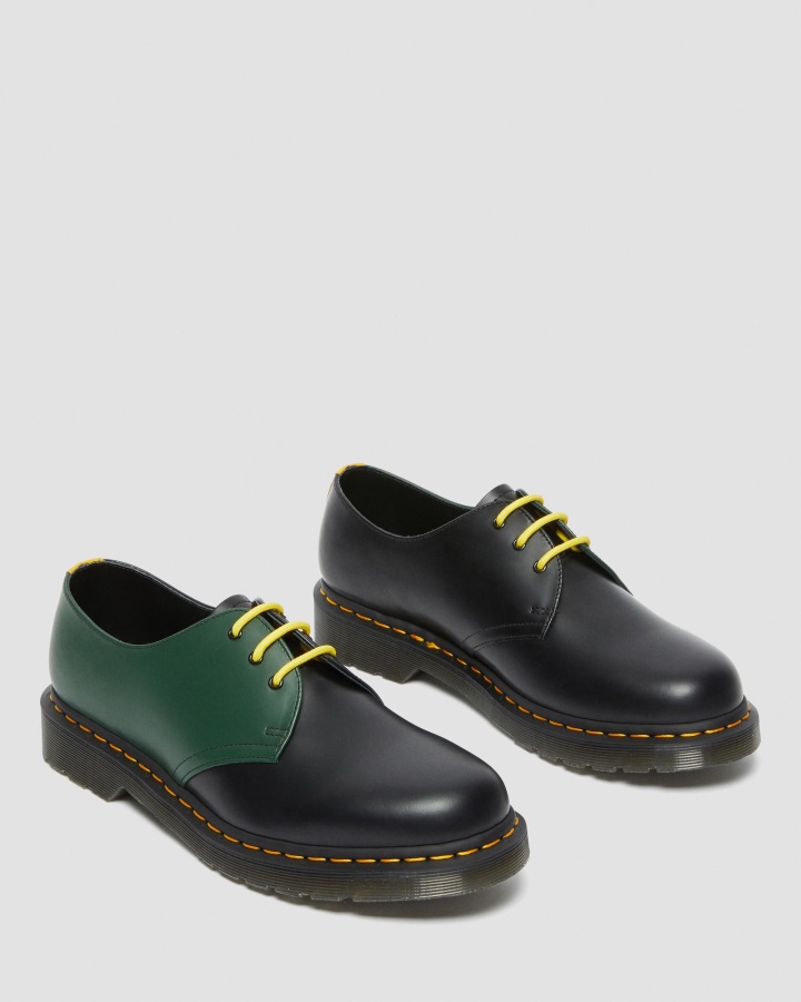Dr.martens Romania Piele Neteda Neagra 1461 Pantofi Oxford Piele Neteda Contrast