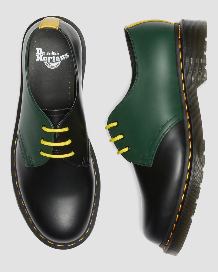 Dr.martens Romania Piele Neteda Neagra 1461 Pantofi Oxford Piele Neteda Contrast