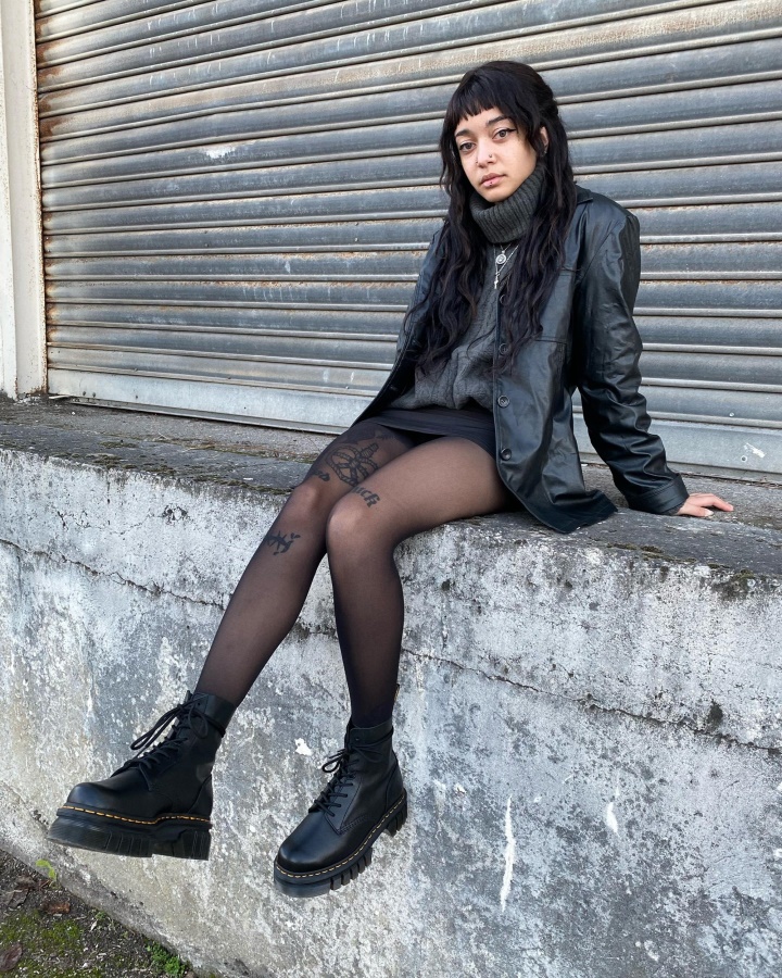 Botine Cu Platforma Dr.martens Romania Nappa Lux Audrick Nappa Neagra