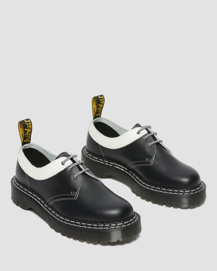 Negru+alb Felie Netedă+netedă Dr.martens Romania 1461 Bex Pantofi Oxford Din Piele Netedă Contrast