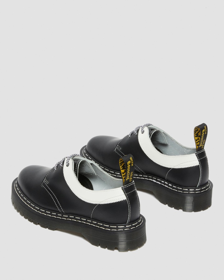 Negru+alb Felie Netedă+netedă Dr.martens Romania 1461 Bex Pantofi Oxford Din Piele Netedă Contrast
