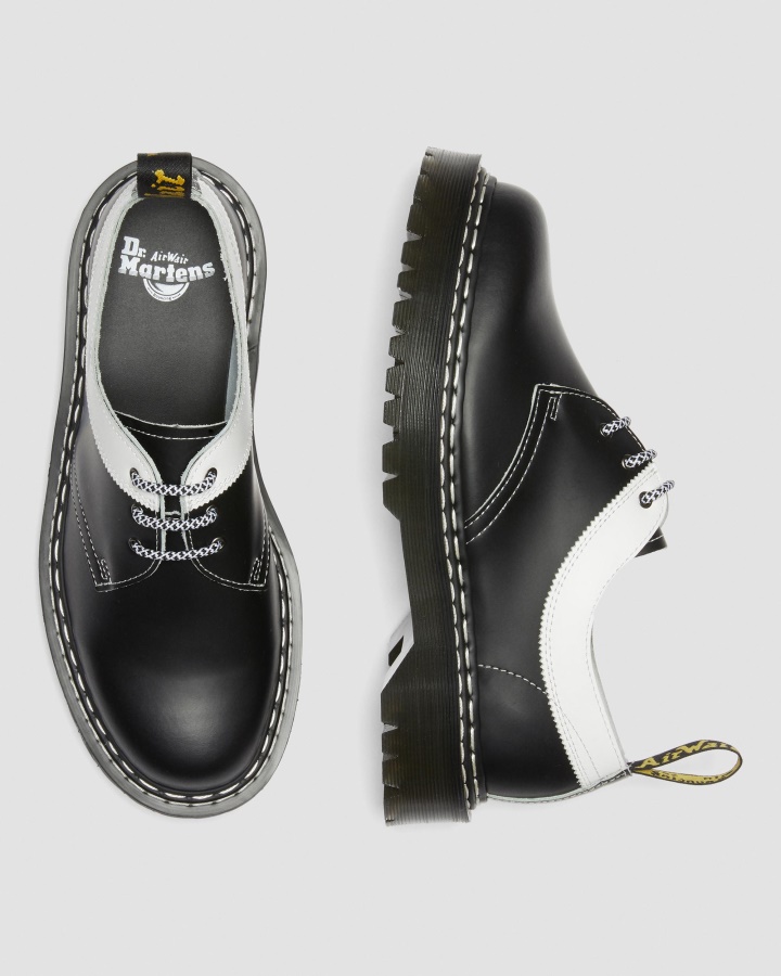 Negru+alb Felie Netedă+netedă Dr.martens Romania 1461 Bex Pantofi Oxford Din Piele Netedă Contrast