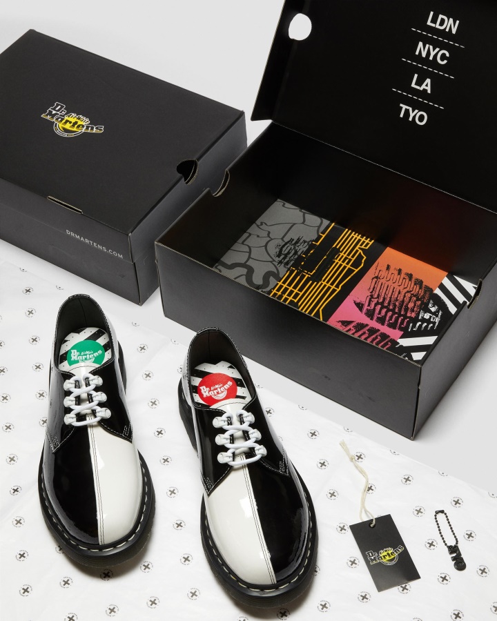 1461 Pantofi Oxford Din Piele Lăcută Tokyo Dr.martens Romania Negru+alb