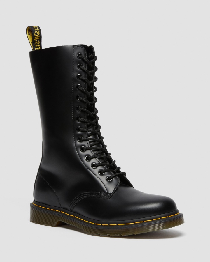 Neagra Piele Neteda Dr.martens Romania 1914 Cizme Inalte Piele Neteda