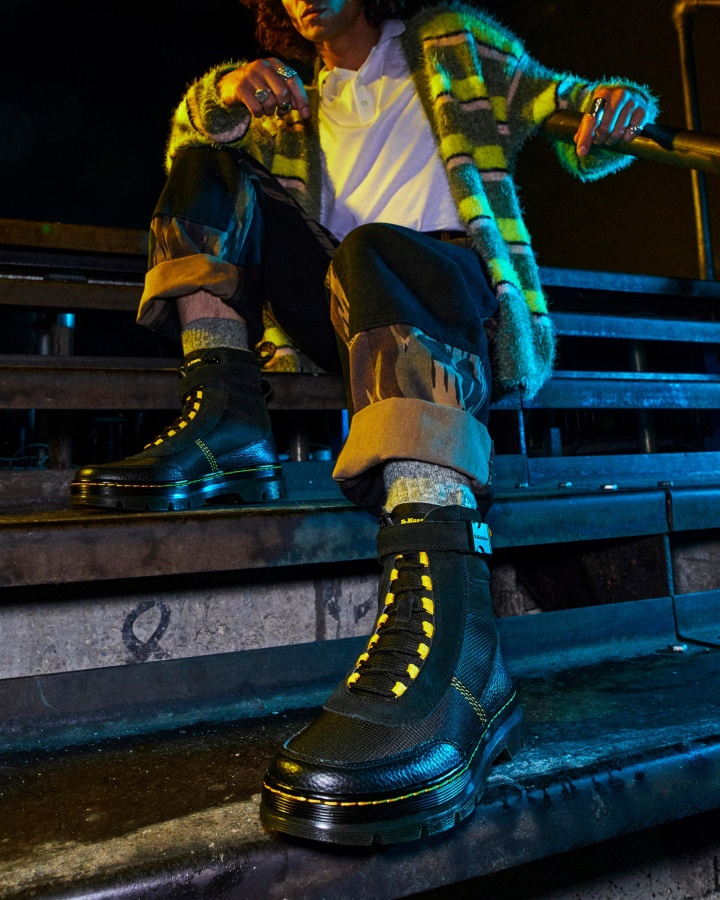 Cizme Casual Negru Dr.martens Romania Combs Tech Frezat Nappa & Piele Intoarsa