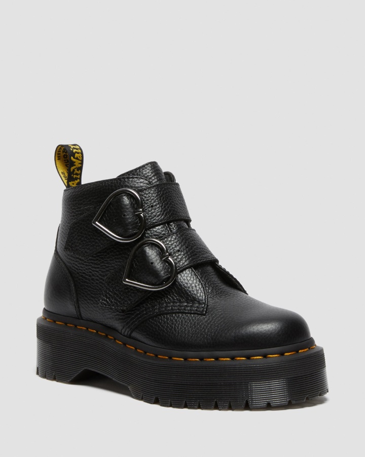 Cizme Cu Platforma Din Piele Devon Heart Canada Dr.martens Romania Piele Nappa Frezata Neagra