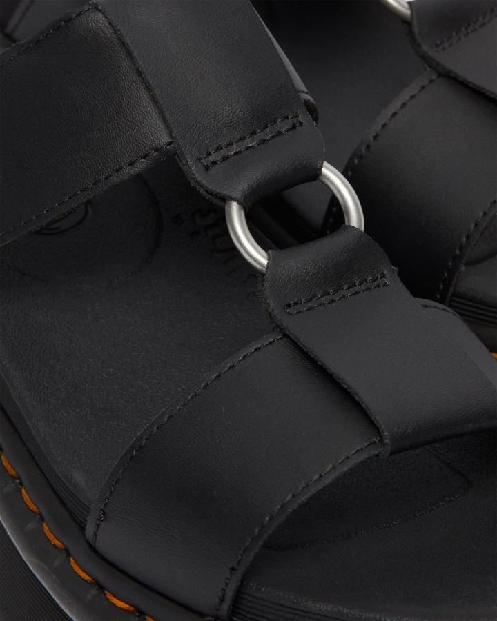 Sandale Din Piele Hidro Neagra Dr.martens Romania Francis Din Piele Cu Curea Cu Platforma