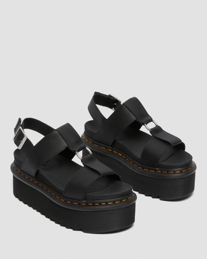 Sandale Din Piele Hidro Neagra Dr.martens Romania Francis Din Piele Cu Curea Cu Platforma