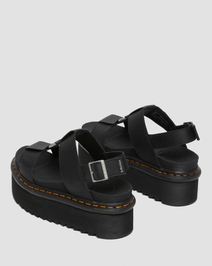 Sandale Din Piele Hidro Neagra Dr.martens Romania Francis Din Piele Cu Curea Cu Platforma