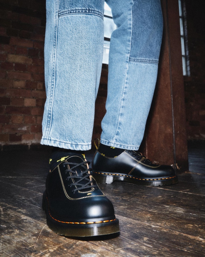 Pantofi Glyndon Vintage Din Piele Netedă Cu șireturi Dr.martens Romania Negru Vintage Neted