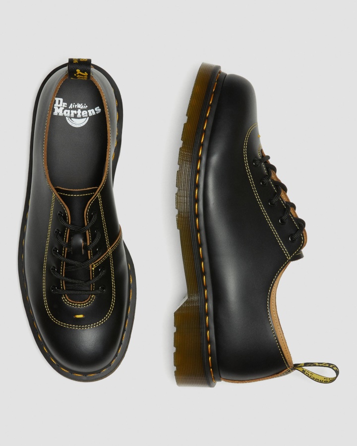 Pantofi Glyndon Vintage Din Piele Netedă Cu șireturi Dr.martens Romania Negru Vintage Neted