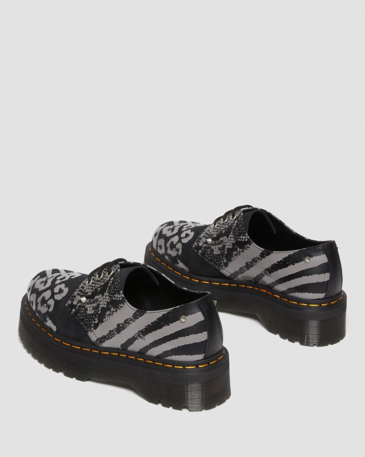 Pantofi Cu Platformă Dr.martens Romania 1461 Animal Clash Din Piele și Piele Intoarsă Negru+gri