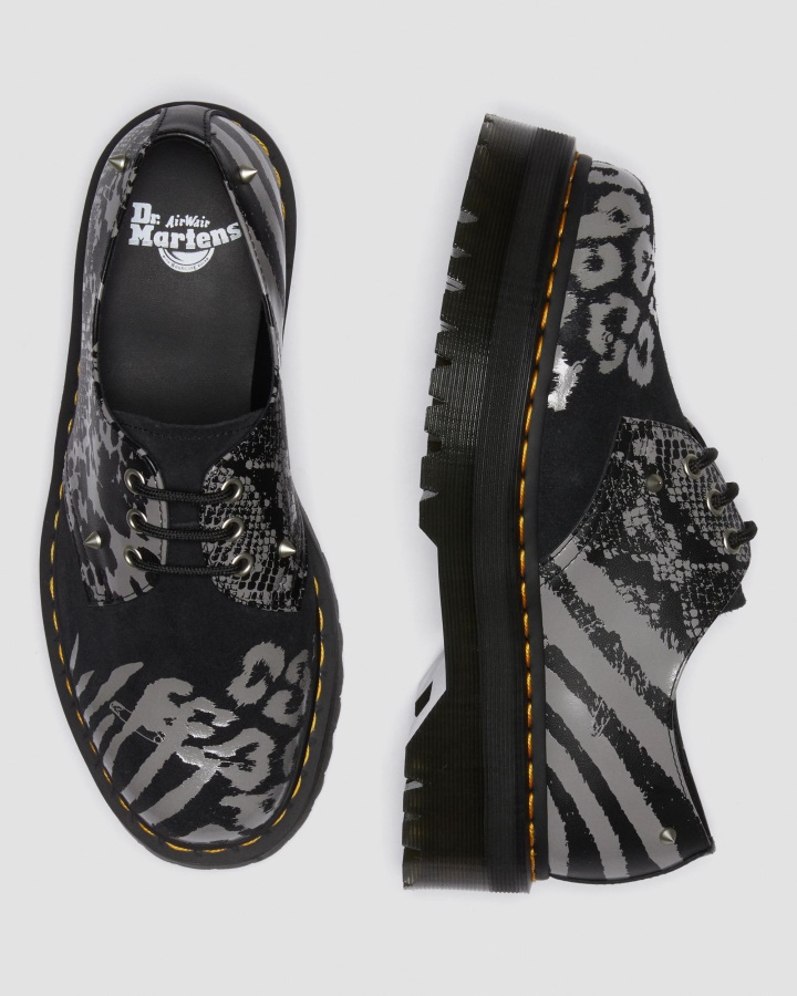 Pantofi Cu Platformă Dr.martens Romania 1461 Animal Clash Din Piele și Piele Intoarsă Negru+gri
