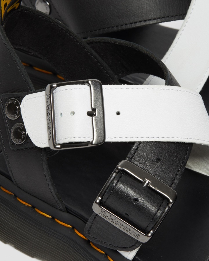Sandale Cu Curea Din Piele Contrast Grifon Dr.martens Romania Negru+alb Softy T