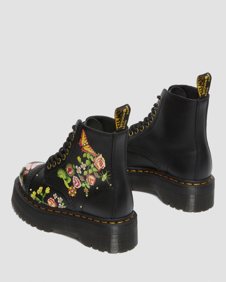 Negru+multi Backhand Dr.martens Romania Sinclair Floral Bloom Piele Cizme Platforma