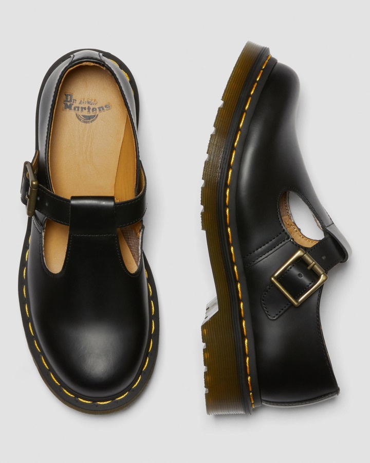 Polley Piele Neteda Mary Janes Dr.martens Romania Neagra Piele Neteda
