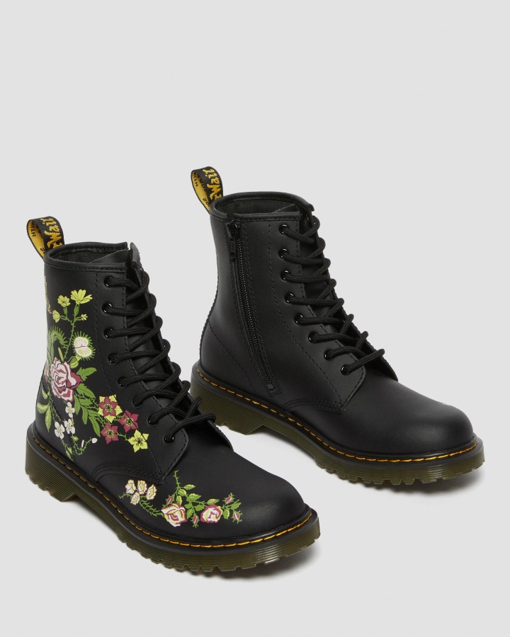 Tineret 1460 Cizme Cu Siret Din Piele Florala Dr.martens Romania Negru