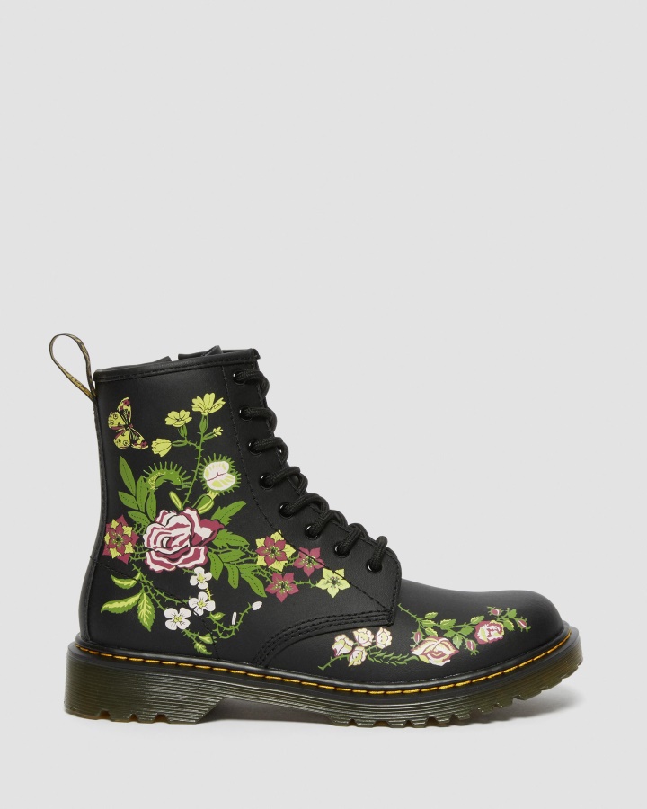 Tineret 1460 Cizme Cu Siret Din Piele Florala Dr.martens Romania Negru