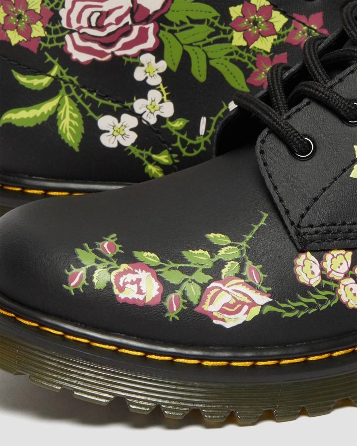 Tineret 1460 Cizme Cu Siret Din Piele Florala Dr.martens Romania Negru