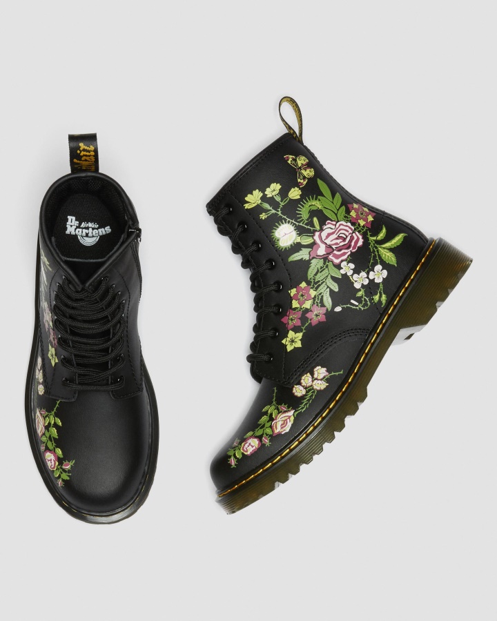 Tineret 1460 Cizme Cu Siret Din Piele Florala Dr.martens Romania Negru