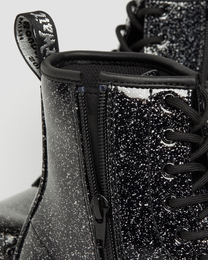 Tineret 1460 Cizme Cu Siret Cu Sclipici Dr.martens Romania Black Cosmic Glitter