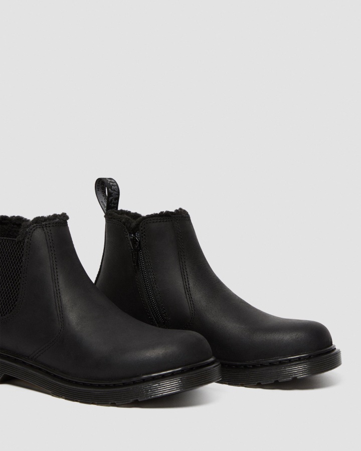Republică Neagră Wp Dr.martens Romania Tineret 2976 Cizme Chelsea Căptușite Cu Blană Artificială
