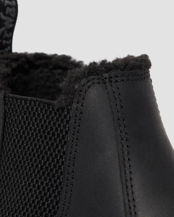 Republică Neagră Wp Dr.martens Romania Tineret 2976 Cizme Chelsea Căptușite Cu Blană Artificială