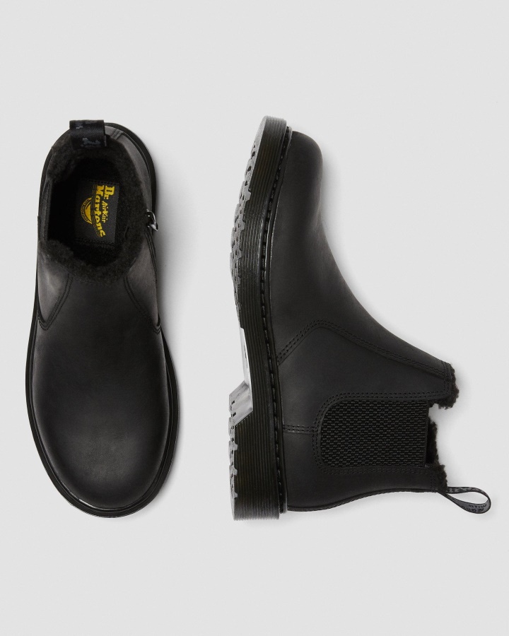 Republică Neagră Wp Dr.martens Romania Tineret 2976 Cizme Chelsea Căptușite Cu Blană Artificială