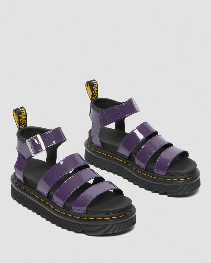Sandale Blaire Cu Bretele Din Piele Lacuita Blackcurrant Lamper Dr.martens Romania