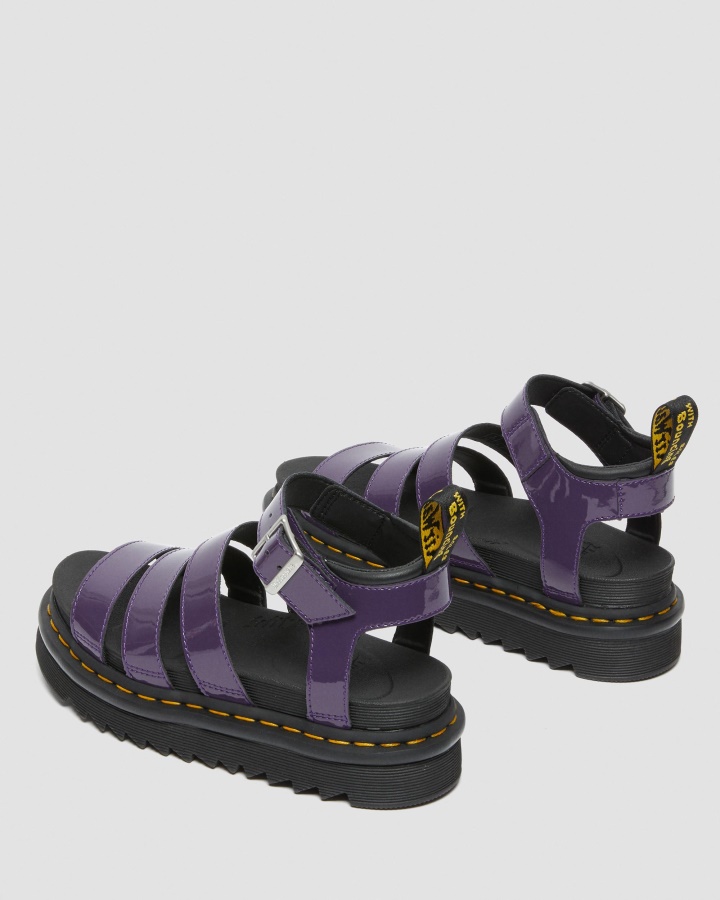 Sandale Blaire Cu Bretele Din Piele Lacuita Blackcurrant Lamper Dr.martens Romania