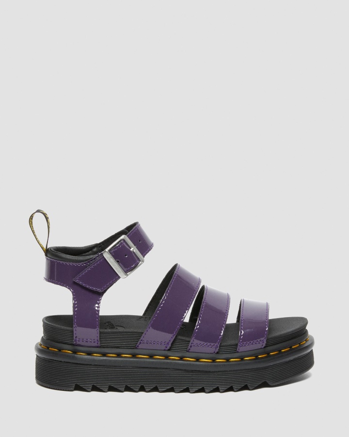 Sandale Blaire Cu Bretele Din Piele Lacuita Blackcurrant Lamper Dr.martens Romania
