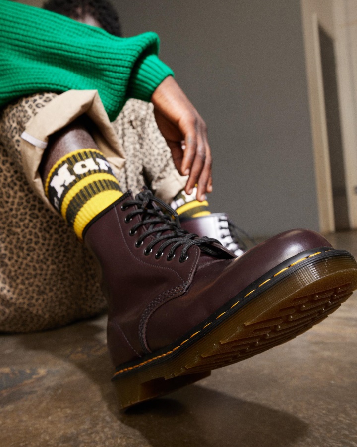 1460 Cizme Cu Siret Din Piele Neteda Dr.martens Romania Burgundy Piele Neteda