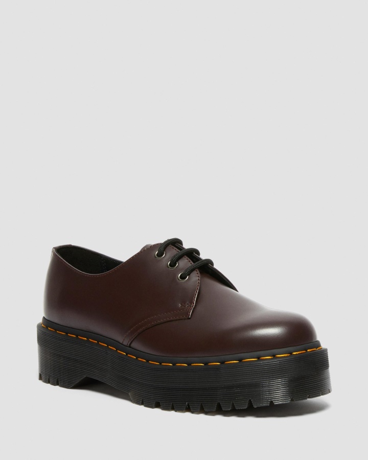 Burgundy Piele Neteda Dr.martens Romania 1461 Pantofi Cu Platforma Piele Neteda