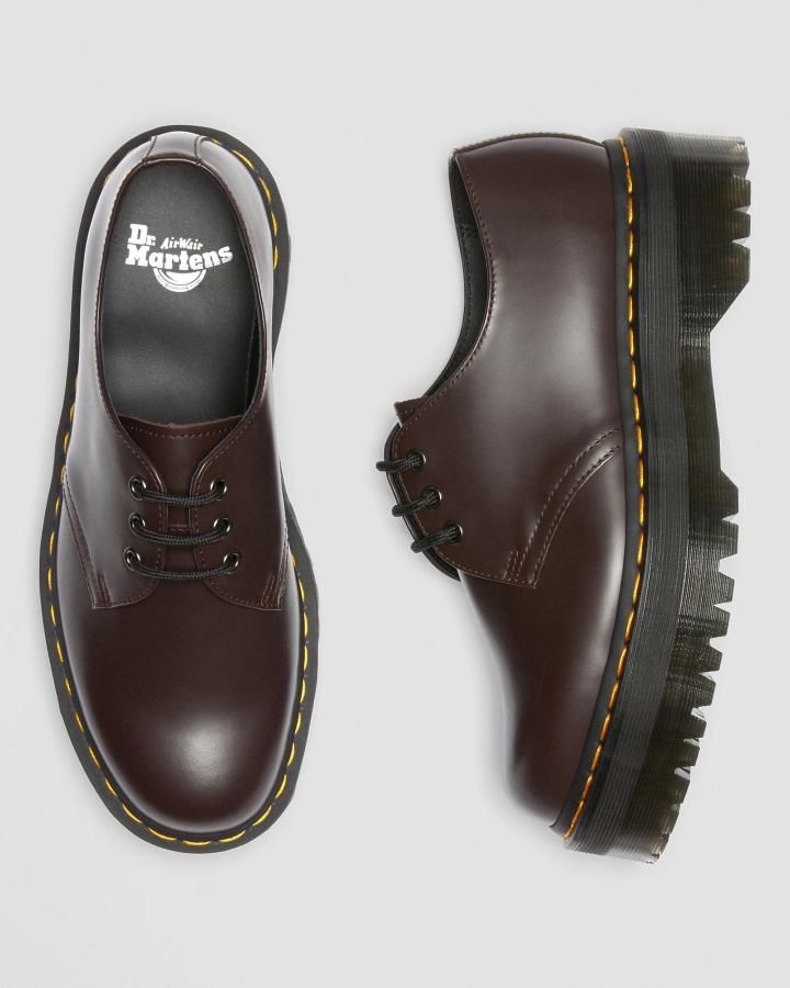 Burgundy Piele Neteda Dr.martens Romania 1461 Pantofi Cu Platforma Piele Neteda