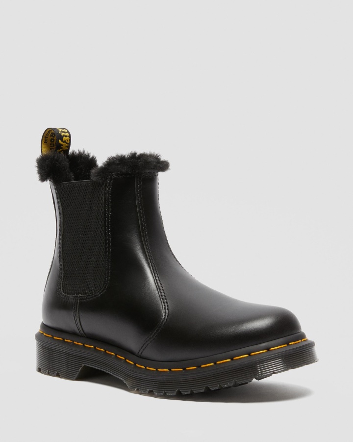 Gri închis Atlas Dr.Martens România 2976 Leonore Ghete Chelsea Căptușite Cu Blană Artificială