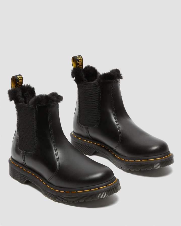 Gri închis Atlas Dr.Martens România 2976 Leonore Ghete Chelsea Căptușite Cu Blană Artificială