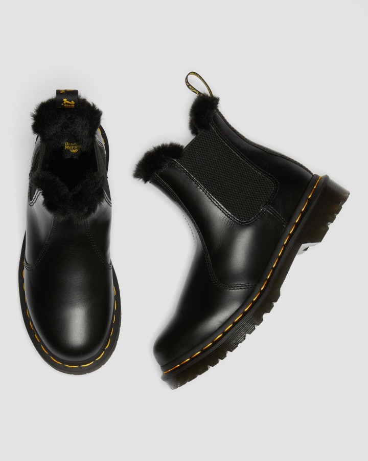 Gri închis Atlas Dr.Martens România 2976 Leonore Ghete Chelsea Căptușite Cu Blană Artificială