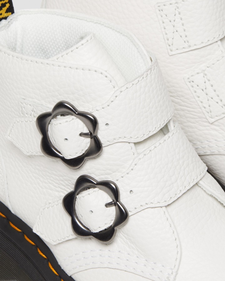 Cizme Cu Platforma Din Piele Cu Catarama Flori Devon Din Piele Nappa Frezata Alb Dr.martens Romania