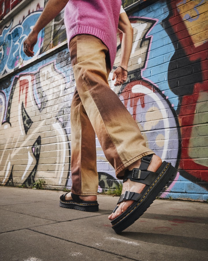 Sandale Fynn Cu Curea Din Piele Neagra Brando Dr.martens Romania