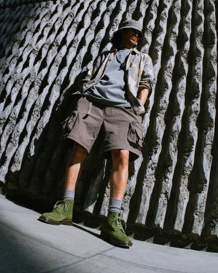 Botine Dr.martens Romania 101 Made In England Din Piele Intoarsa Verde Desert Oasis