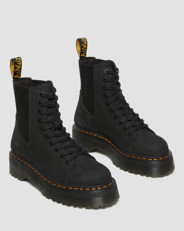 Dr.martens Romania Negru Kaya+mooth Jadon Piele Nubuck Cizme Platforma