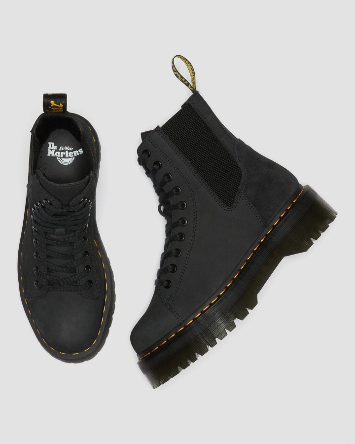 Dr.martens Romania Negru Kaya+mooth Jadon Piele Nubuck Cizme Platforma